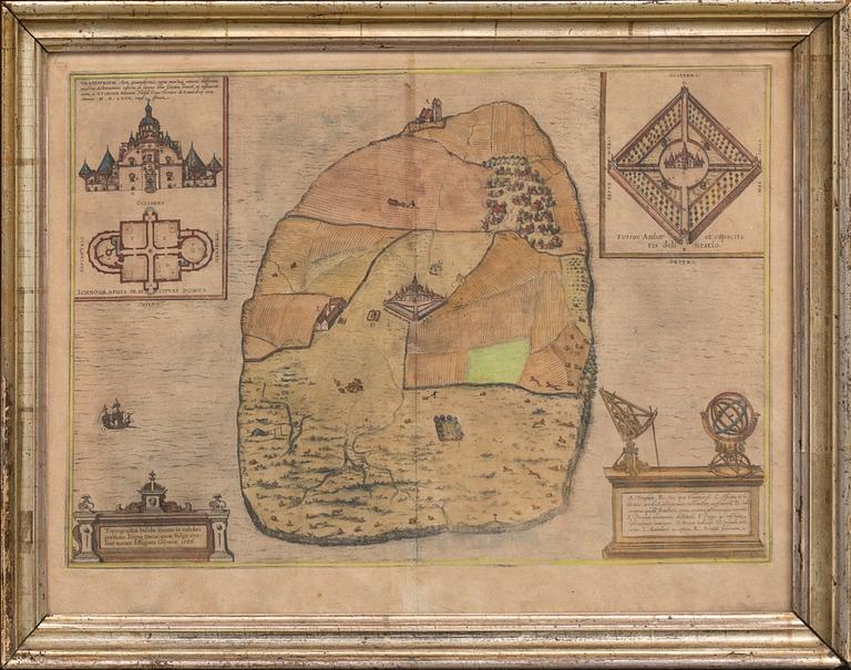 Georg Braun & Frans Hogenberg, a map of Ven / Hven, c 1586.