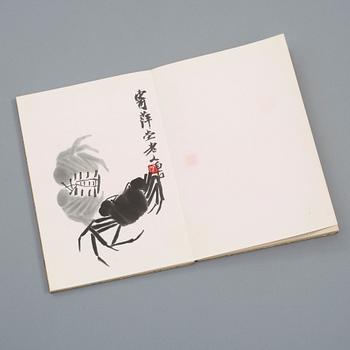 BOK med TRÄSNITT, "Qi Baishi hua ji", utgiven av Rong Bao Zhai xin ji, 1952, illustrerad med 22 färgträsnitt.