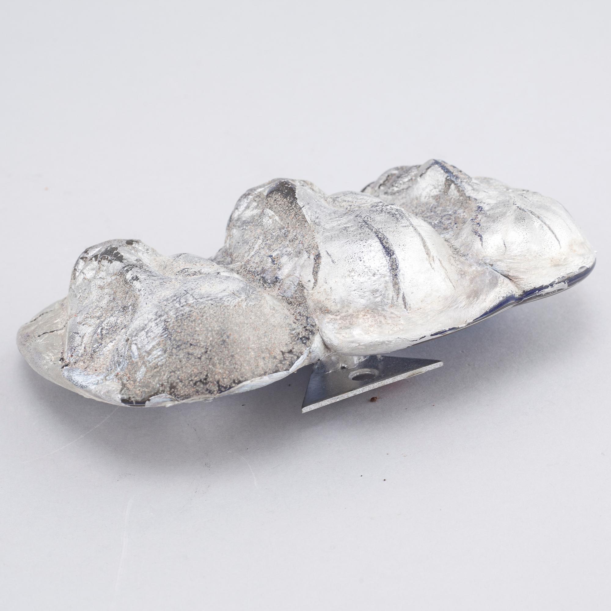 two glass objects, signed.