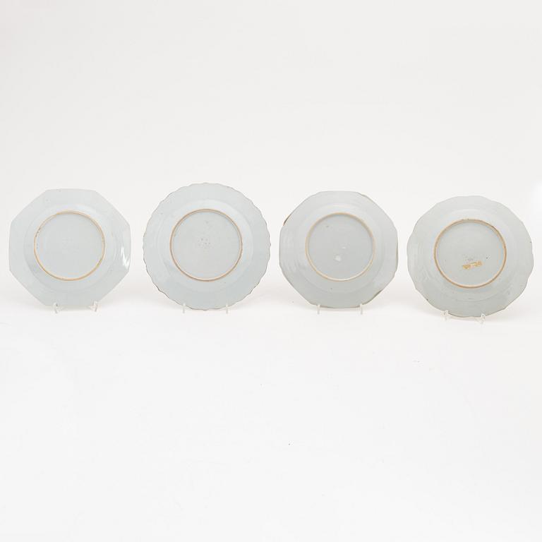 A group of eight famille rose plates, Qing dynasty, Qianlong (1736-95).
