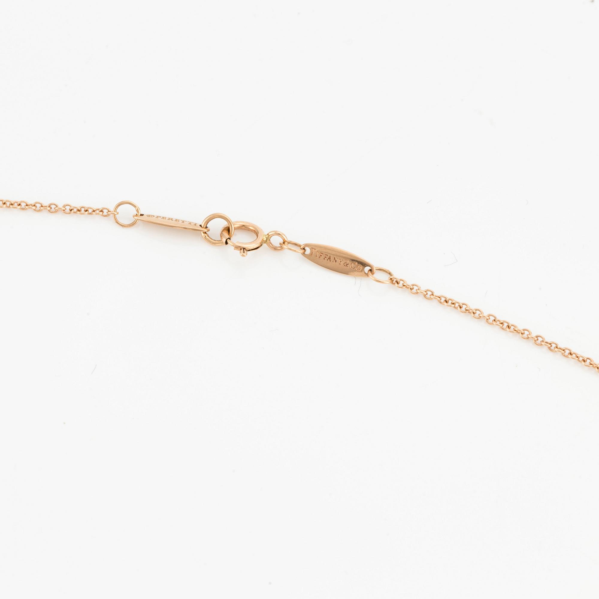 A Tiffany &Co necklace "Diamonds by the yard" design Elsa Peretti in 18K rose gold set with round brilliant-cut diamonds.