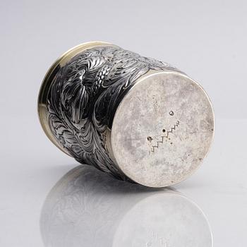 A German parcel-gilt silver beaker, mark of Abraham Grill, Augsburg (active 1672-1682).