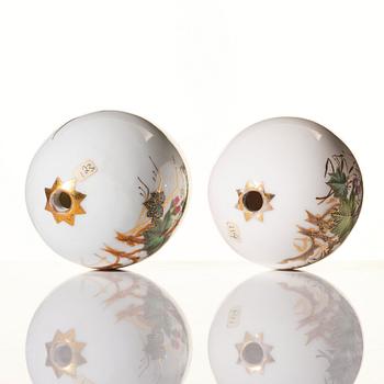 Two Russian porcelain Easter Eggs, circa 1890-1900, presumably Imperial Porcelain Manufactory, St Petersburg.