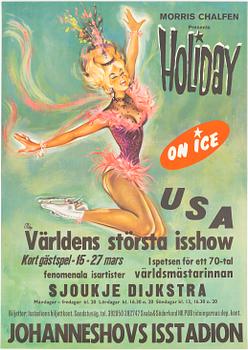 PIERRE O'KLEY, offset vintage poster, 'Holiday on Ice', Sjoukje Dijkstra, 1964-72.