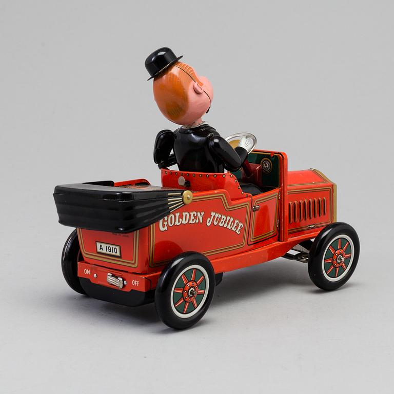 A toy metal car "Sunday Driver", Kosuge, Japan, and "Giant Helicopter", YF, Japan. 1960s.