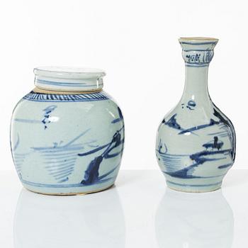 Jar and vase, porcelain, China, 19th century.