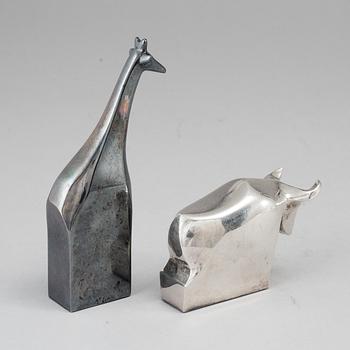 Two electro plated zinc figurines from Dansk Designs, Japan.