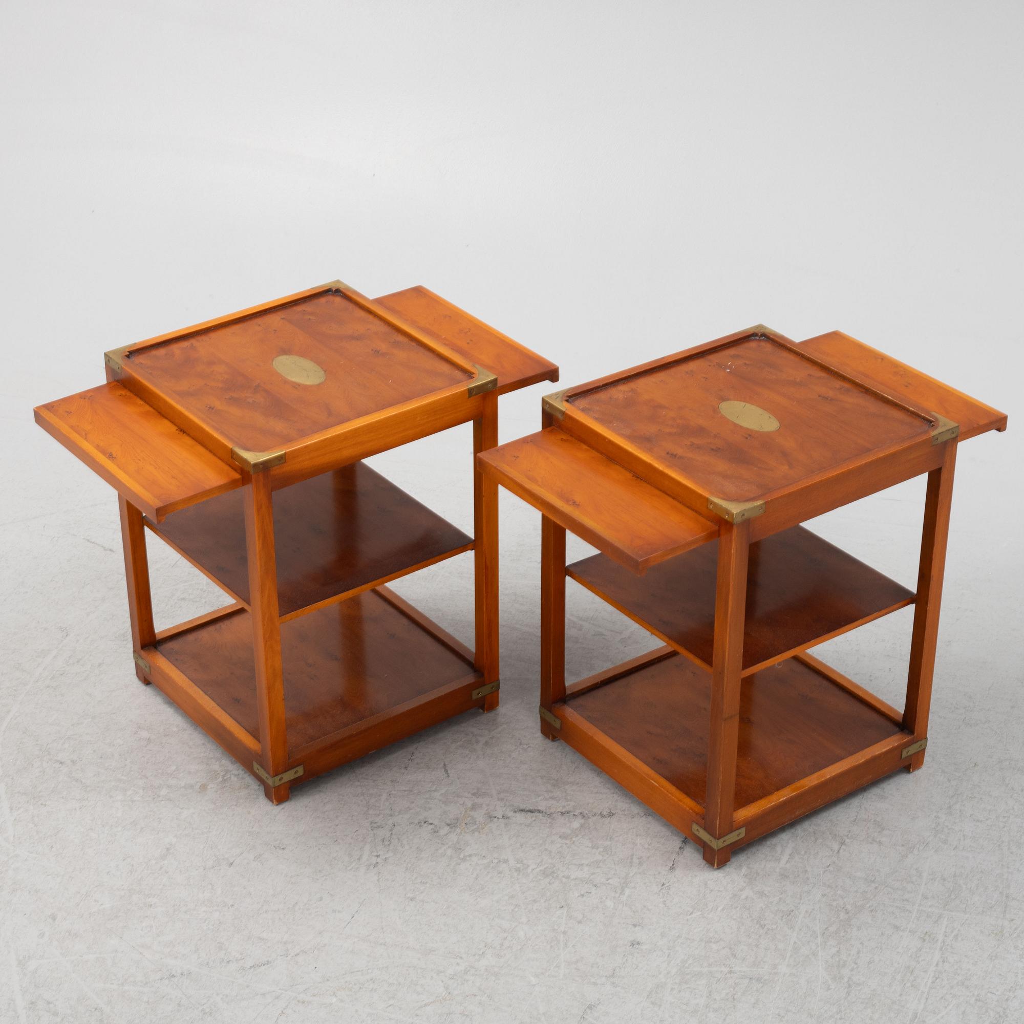 A pair of bedside tables, later part of the 20th Century.