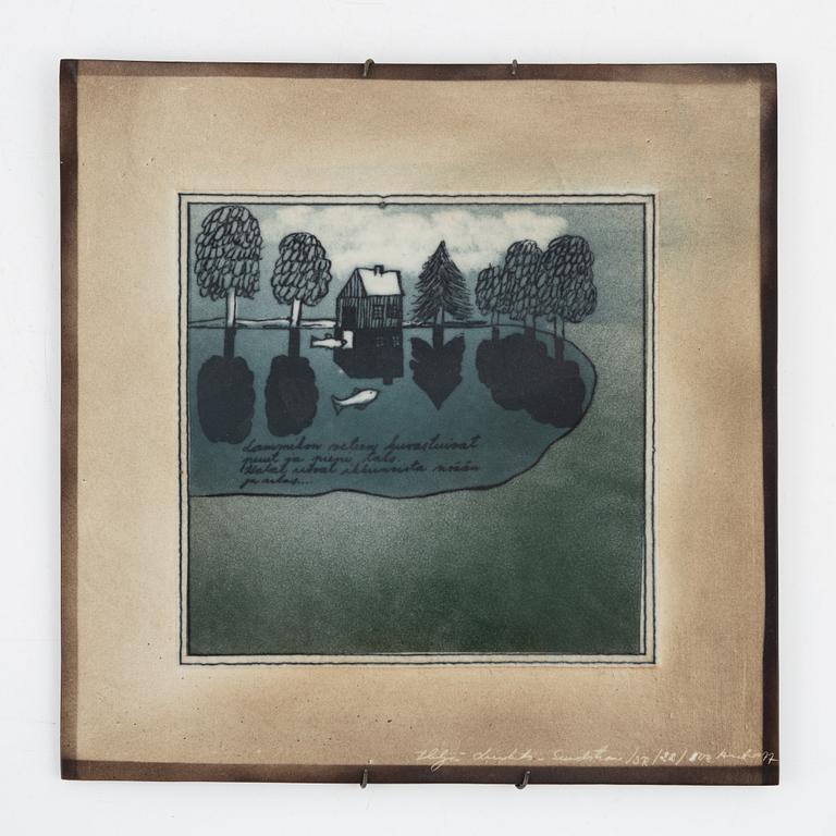 Heljä Liukko-Sundström, a ceramic plate signed and dated -77, numbered 22/??.