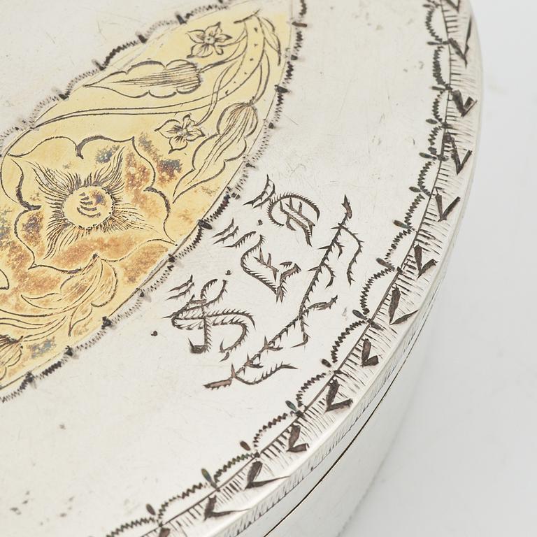 A silver jardiniere and a box,  including mark of Johan Petter Lund, Kristianstad (active 1795-1808).