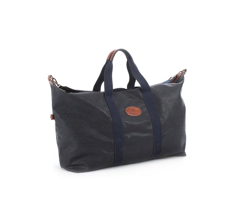 MULBERRY, dark blue leather weekendbag.