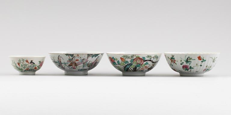 SKÅLAR, 4 st, porslin, Kina, 1800/1900-tal.
