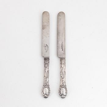 Twelve Swedish rococo-revival silver knives, mark of Christian Hammer, Stockholm 1857-1880.
