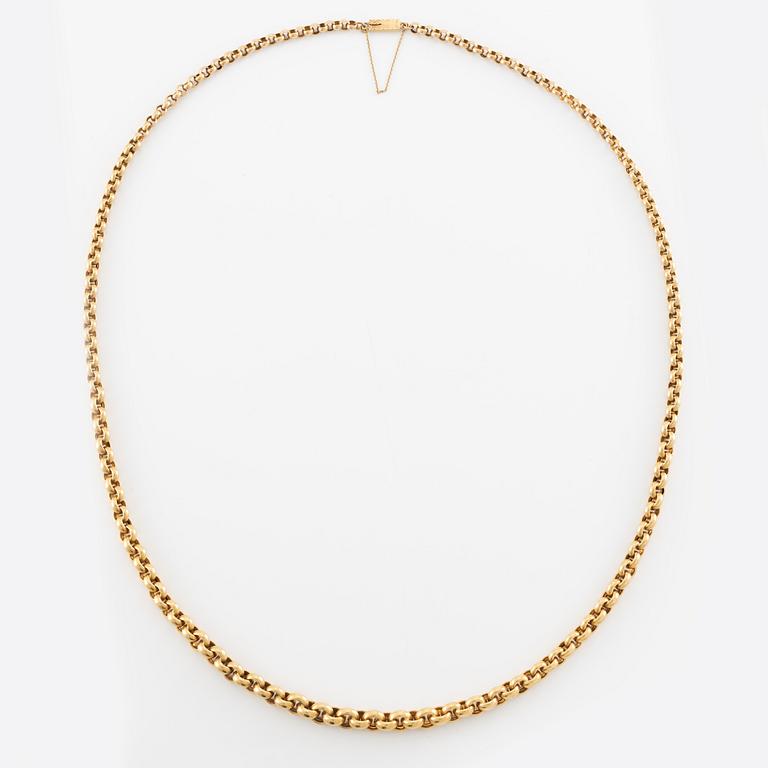 Necklace, 18K gold, graduated pea link.