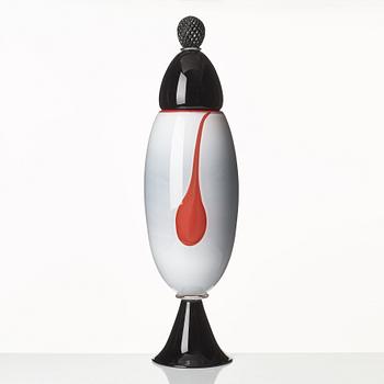 AKTAS Artglass, pokal med lock, "Goblet No 7", graal, Peter Hermansson och Micke Johansson, 2010, unik.
