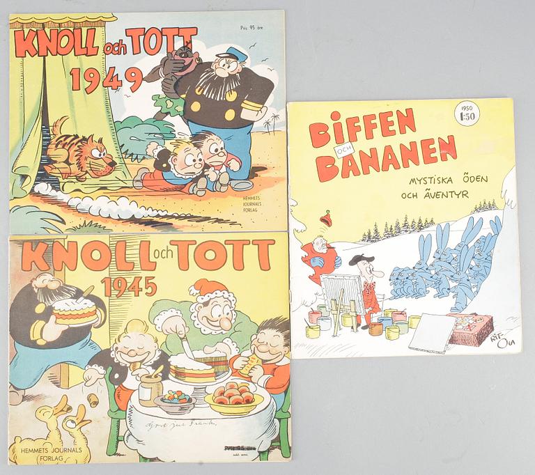 SERIETIDNINGAR, 6 st. Biffen & Bananen, Nalle, Knoll och Tott.