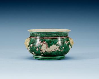 1764. A Wucai censer, Qing dynasty, 17th Century.