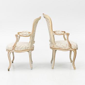 A matched pair of Rococo armchairs, 18th Century.