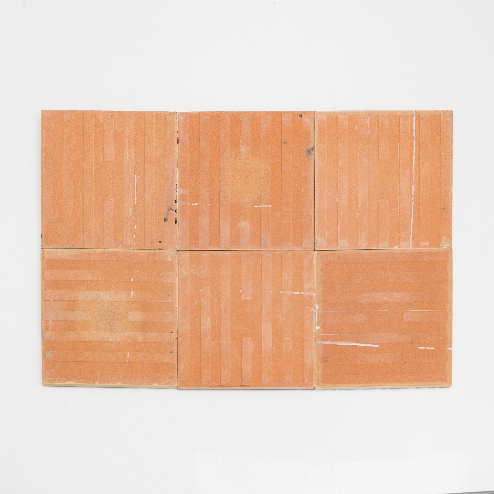 Kakelplattor, 6 st, lergods, efter Salvador Dalí, 1900-talets andra hälft.