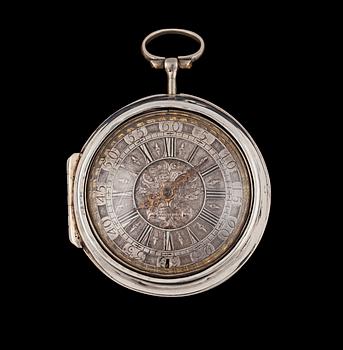 1239. A silver verge pocket watch, early 18th century.