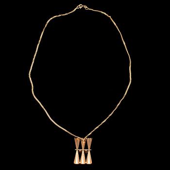 HALSSMYCKE, guld 14K, rökkvarts, Elis Kauppi, Kupittaan Kulta, Åbo 1965. Vikt ca 7,3 g.