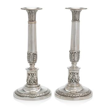 A pair of Empire silver candlesticks, Northern Europe, first half of the 19th century.