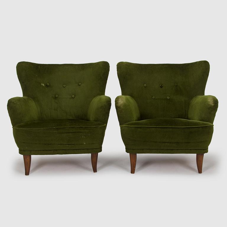 Ilmari Lappalainen, a pair of 1950's 'Laila' armchairs for Asko, Finland.