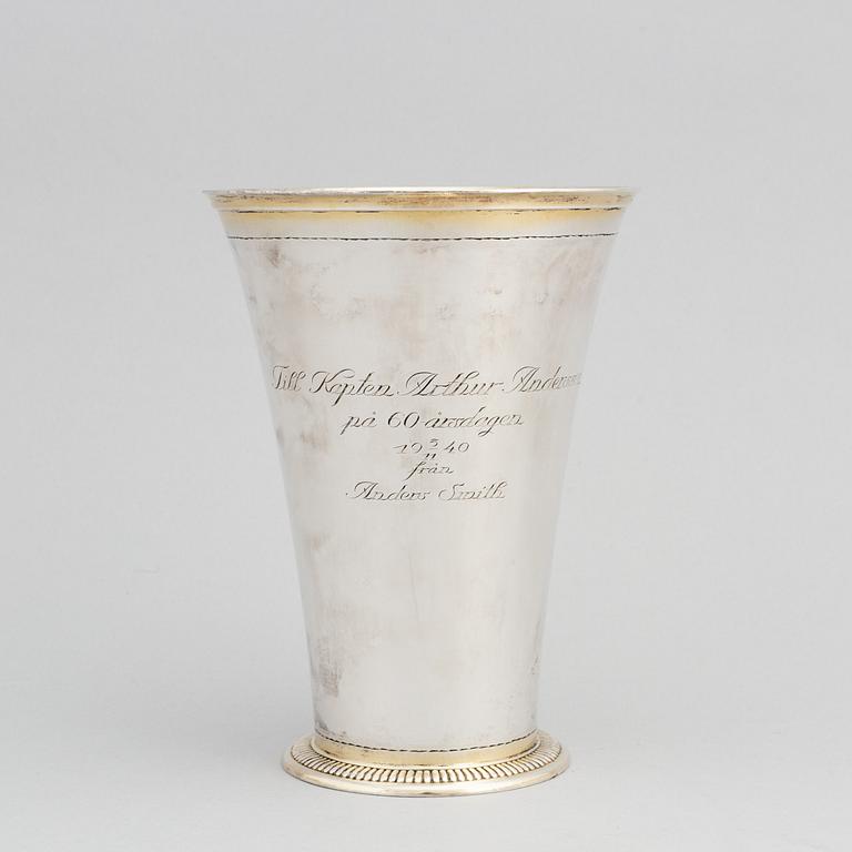 A Swedish silver beaker, mark of GAB, Stockholm 1940.