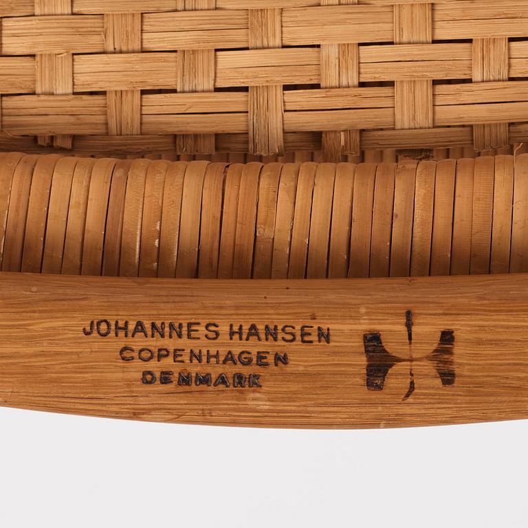 Hans J. Wegner, a pair of oak and rattan folding chairs 'JH-512', Johannes Hansen, Denmark 1950-60s.