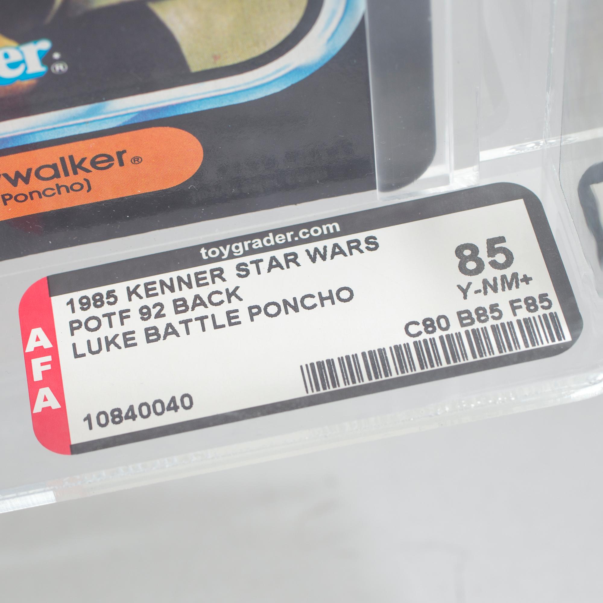 STAR WARS, Luke Battle Poncho POTF 92 back AFA85 Y-NM+, Kenner 1985.