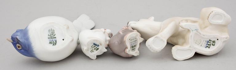 FIGURINER, 4 st, porslin, Bing & Gröndahl, Köpenhamn, Danmark, 1900-talets andra hälft.