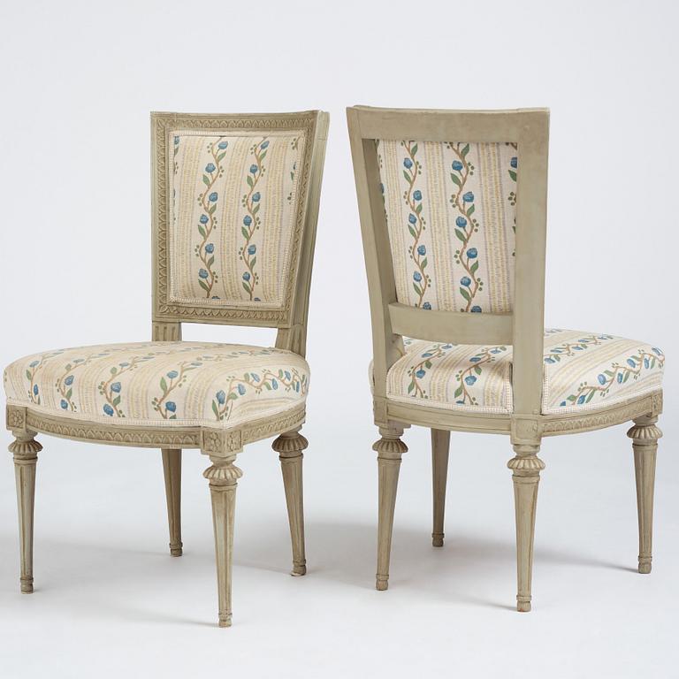 A matched set of six late Gustavian chairs, late 18th century.