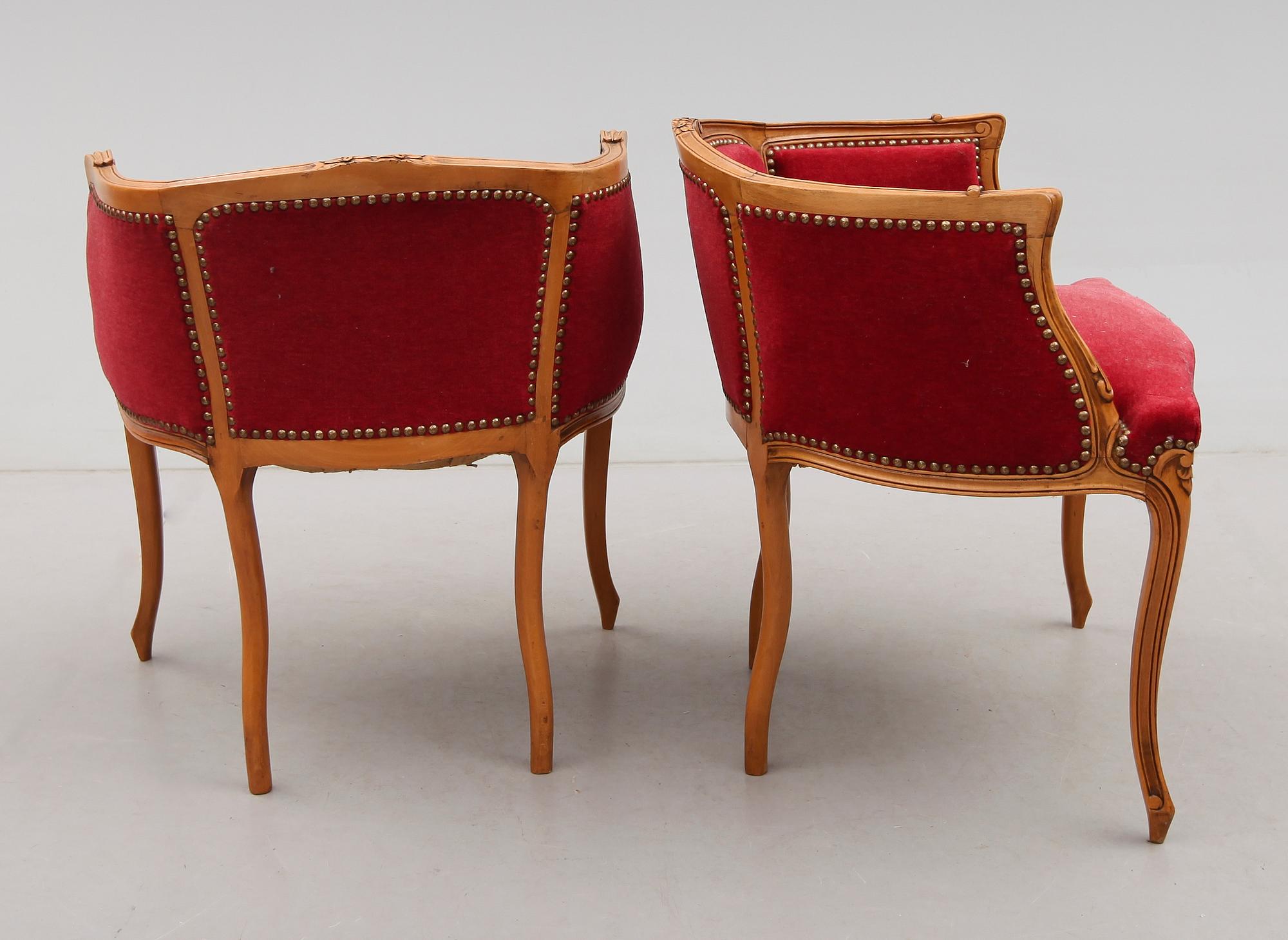 FÅTÖLJER, 1 par, rokokostil, 1900-talets andra hälft.