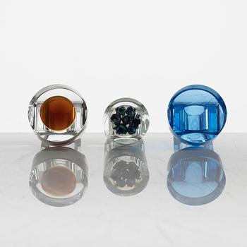 Siv Lagerström, rings, three pieces, acrylic plastic. 1970s.