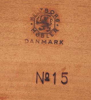 SATSBORD, teak och rotting, Heltborg Möbler, Danmark, No 15, 1960-tal. Brännmärkt.