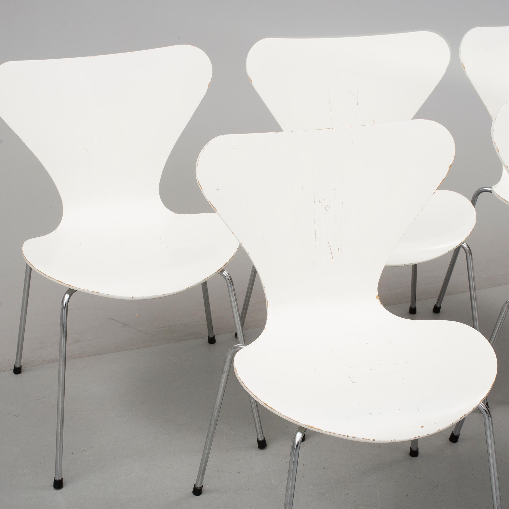 STOLAR, 6 st. "Sjuan", Arne Jacobsen, Fritz Hansen, Danmark 1983.
