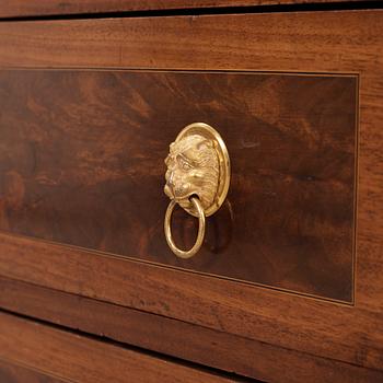 A late Gustavian writing commode signed and dated by Isac Löfgren 1809.