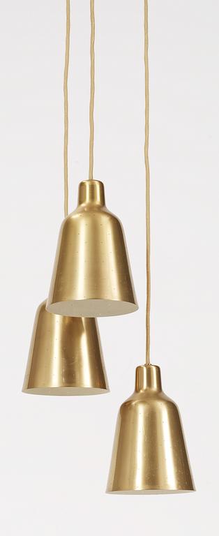 A Hans Bergström brass ceiling lamp by Atelje Lyktan, Sweden 1940-50's.