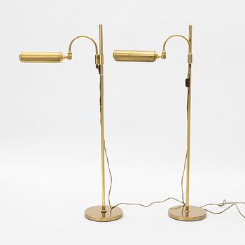 A pair of brass 'G-28' EWÅ floor lamps, late 1900's.