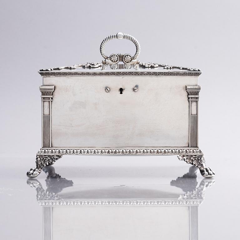 A Swedish 19th century silver sugar-casket, mark of Adolf Zethelius, Stockholm 1826.