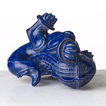 Wilhelm Kåge, a stoneware sculpture of a dragon puppy, Gustavsberg studio, Sweden 1940-50's.