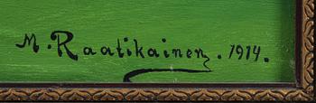 OKÄND KONSTNÄR, olja på duk, sign M Raatikainen 1914.