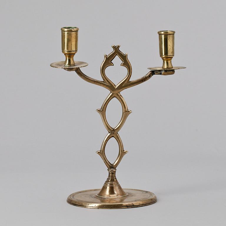 KANDELABER, mässing, barock, 1700-tal.