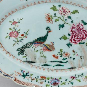 A pair of double peacock dishes, Qing dynasty, Qianlong (1736-95).