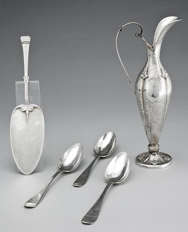 PARTI SILVER, 5 delar, bl a Stephan Westerstråhle, Stockholm, 1808-09. Tot ca 660 g.