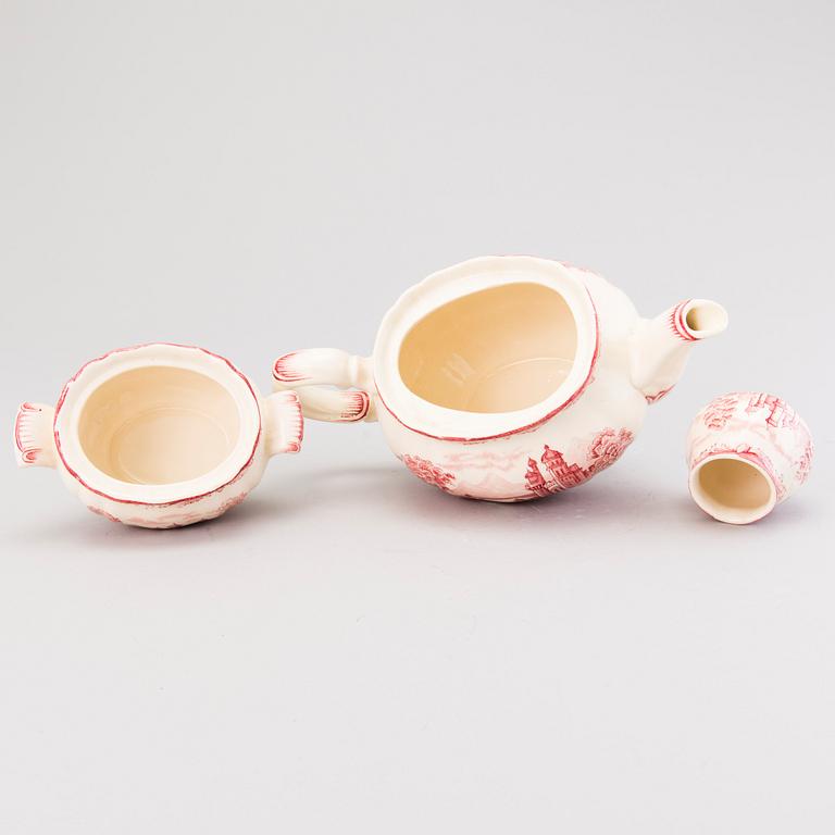 MATSERVIS, 157 delar, flintgods, "Bengali, röd", Rörstrand, 1940-tal.