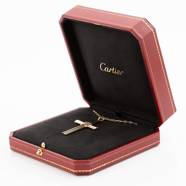 Cartier, A Cartier necklace 18K multi-coloured gold "Trinity" cross.