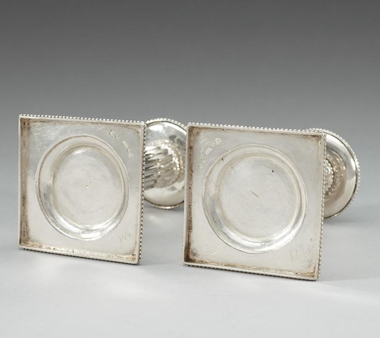 A pair of Swedish silver travel-candlesticks, makers mark of Nils Tornberg, Linköping 1796.