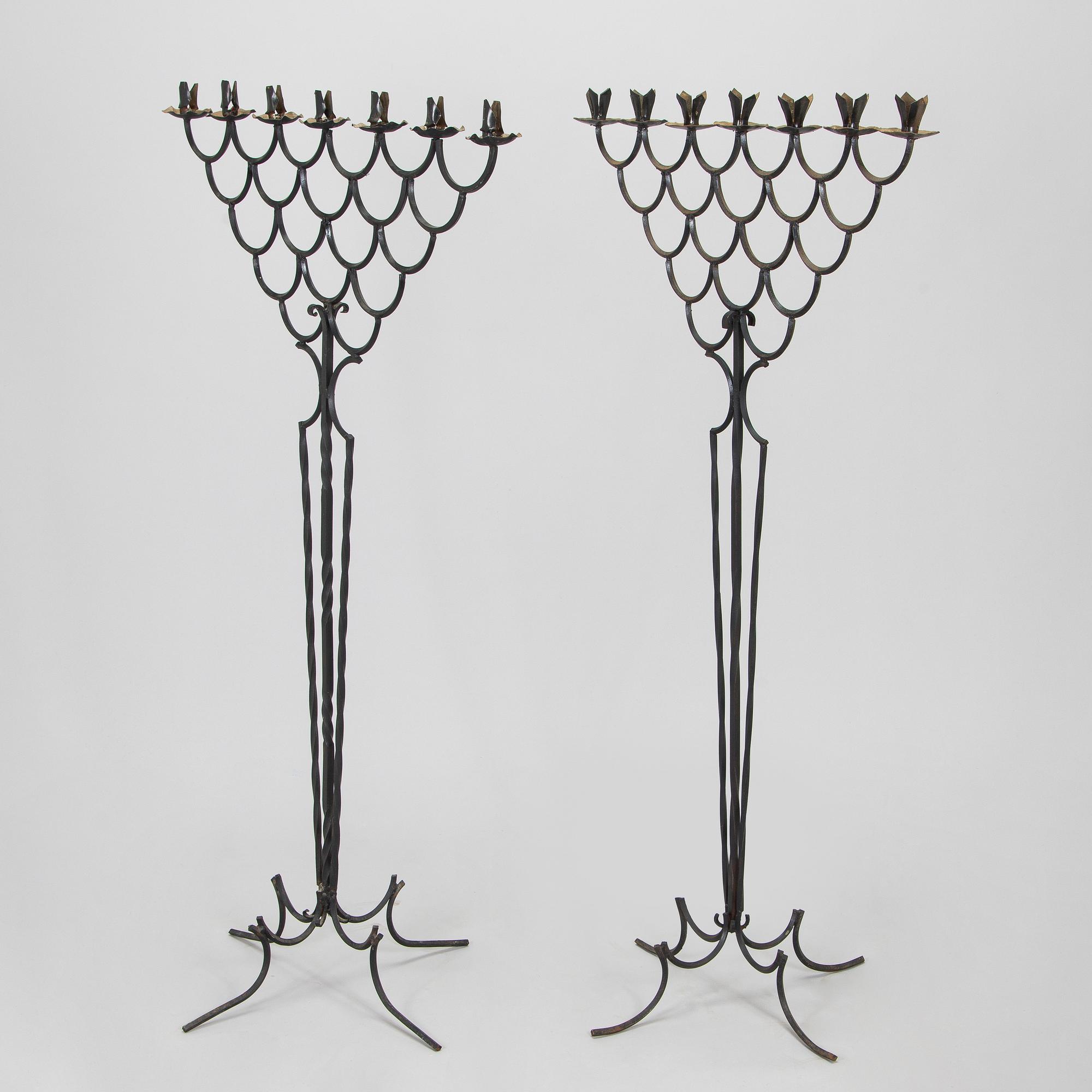 A pair of floor candelabras, made to order from the 1920s.