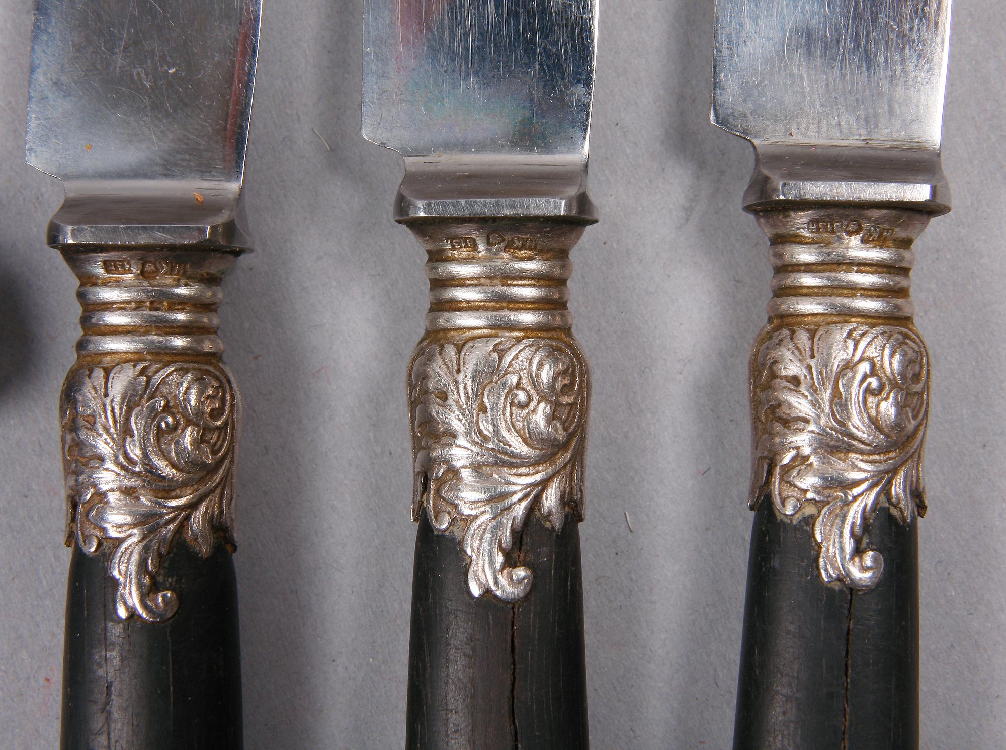 MATKNIVAR, 12 st, delvis silver, Finland 1936.